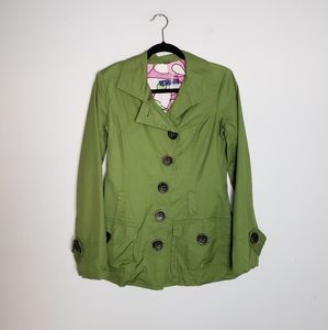 Olive Green Belted Rain Jacket Anthro S